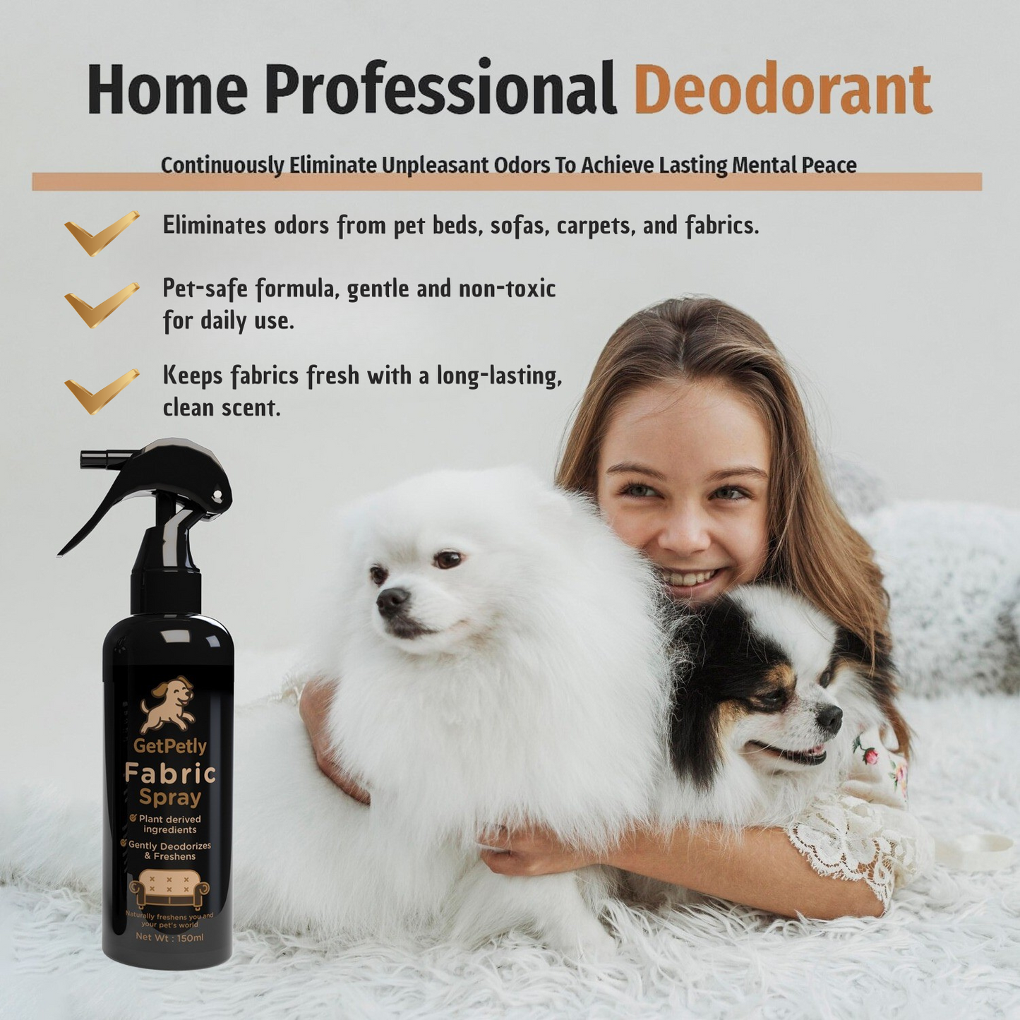 GetPetly Pet Fabric Spray 150ml – Baby Powder Freshness