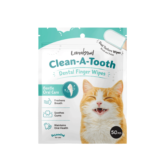 Loveabowl Clean-A-Tooth Dental Wipes for Cats – Unscented, 50pcs