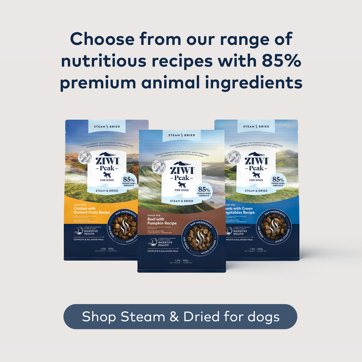 ZIWI Peak Steam & Dried Lamb with Green Vegetables Dog Food