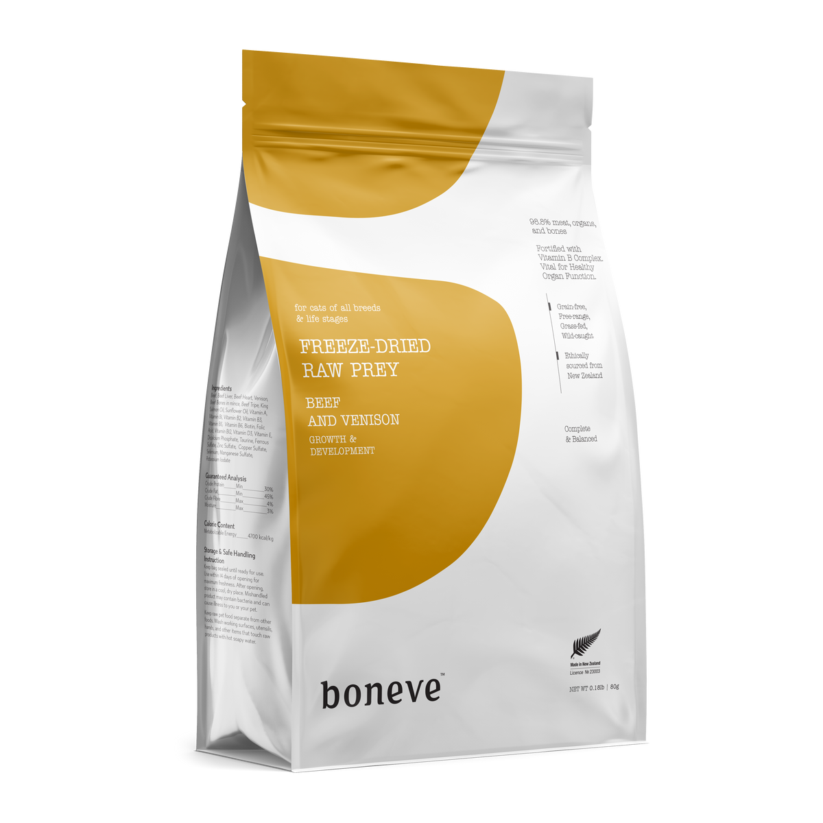 Boneve Freeze-Dried Raw Cat Food – Beef & Venison 80g