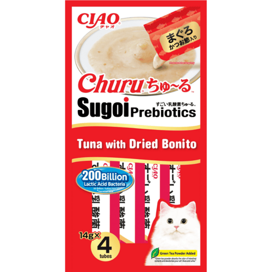 CIAO Sugoi Churu Prebiotics Cat Treats 14g x 4 | Digestive Support