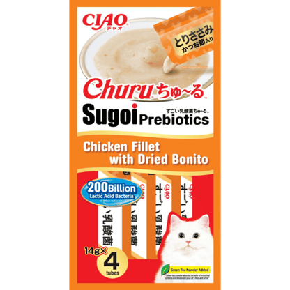 CIAO Sugoi Churu Prebiotics Cat Treats 14g x 4 | Digestive Support