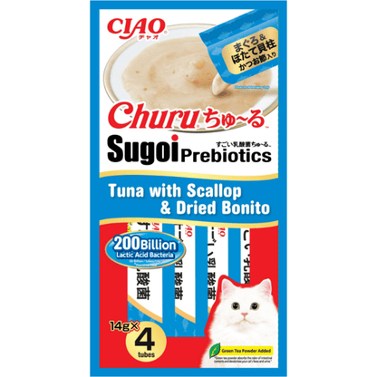 CIAO Sugoi Churu Prebiotics Cat Treats 14g x 4 | Digestive Support