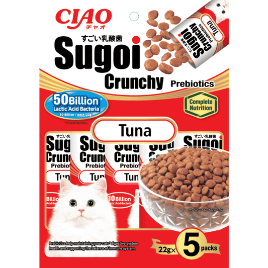 CIAO Sugoi Crunchy Plus Prebiotics Cat Treats 22g x 5 | Digestive Support