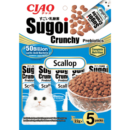 CIAO Sugoi Crunchy Plus Prebiotics Cat Treats 22g x 5 | Digestive Support
