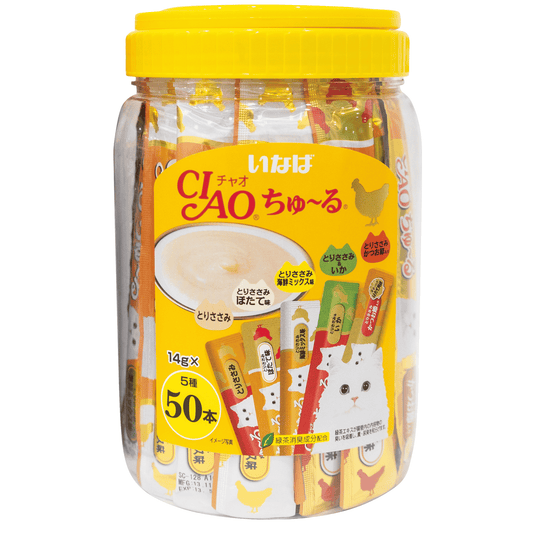 CIAO Churu 50 Sticks Tub | Assorted Flavour Liquid Cat Treats