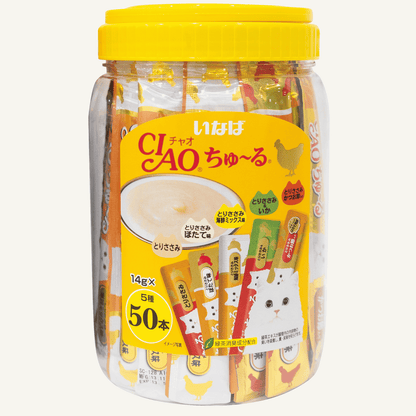 CIAO Churu 50 Sticks Tub | Assorted Flavour Liquid Cat Treats