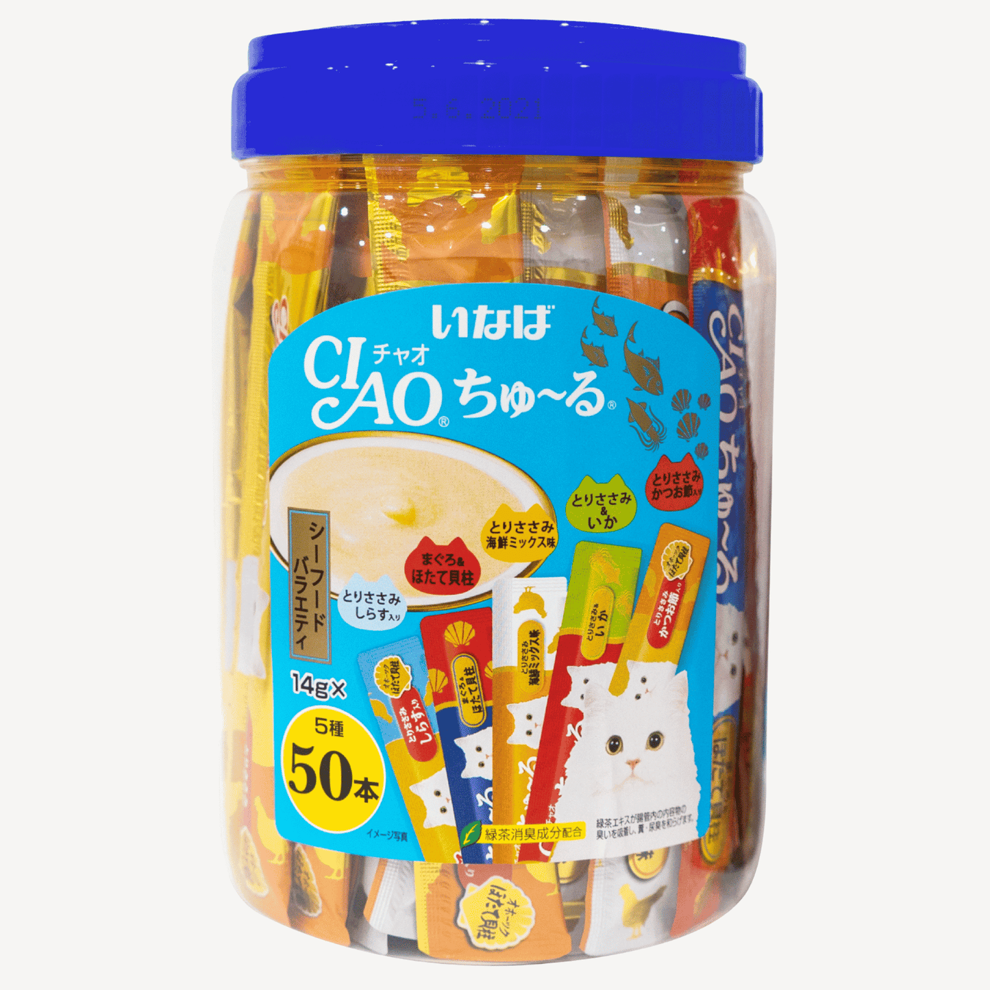 CIAO Churu 50 Sticks Tub | Assorted Flavour Liquid Cat Treats
