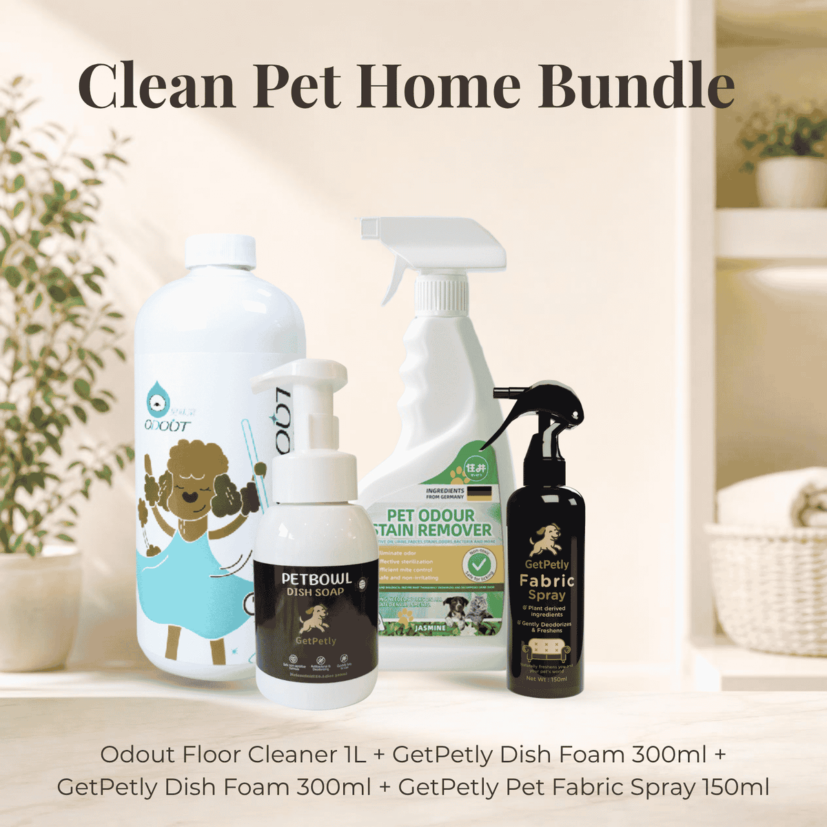 Clean Pet Home Bundle – Floor Cleaner, Dish Foam & Pet Deodorizing Sprays