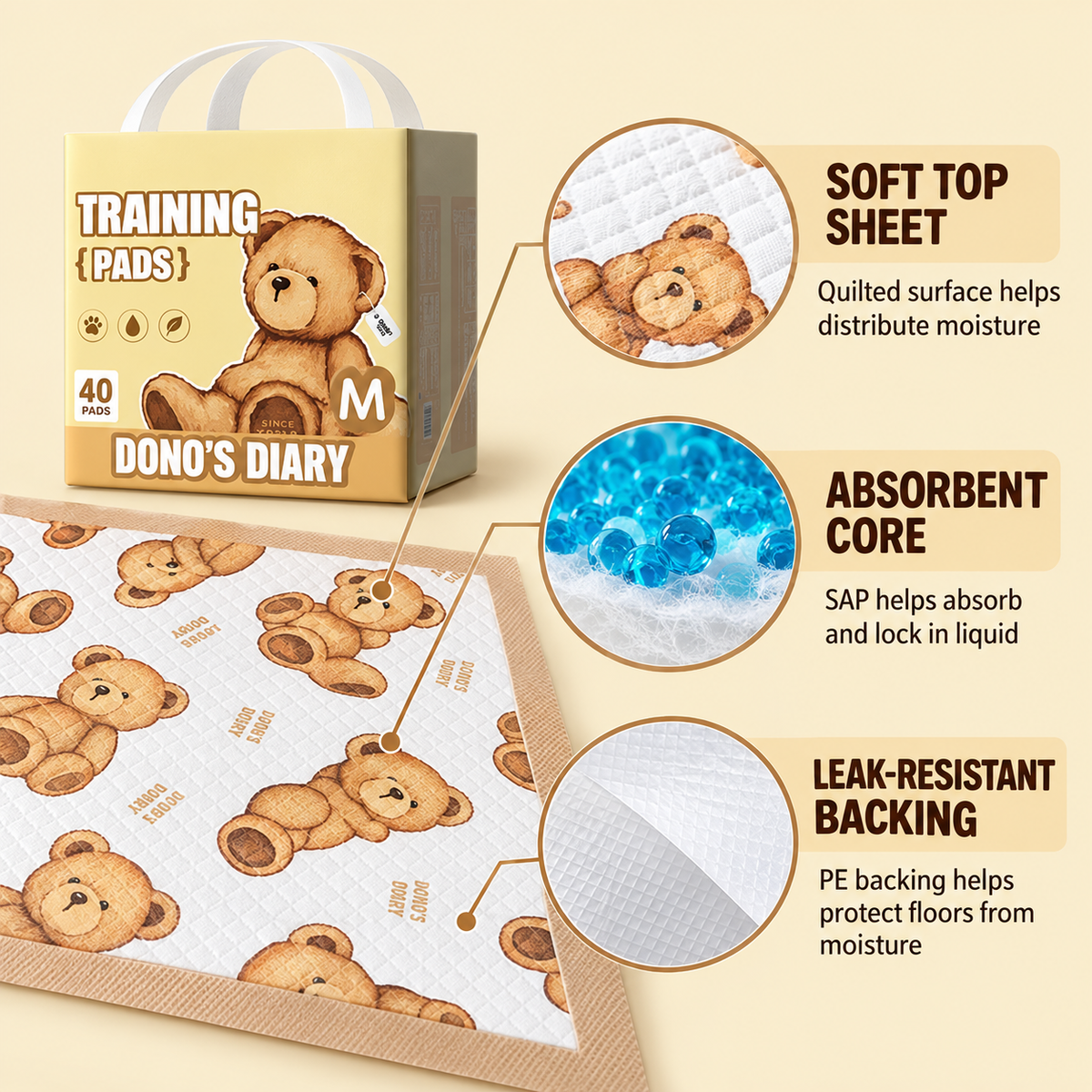 DONO'S DIARY Teddy Bear Pee Pad
