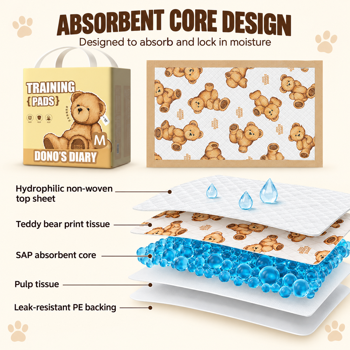 DONO'S DIARY Teddy Bear Pee Pad