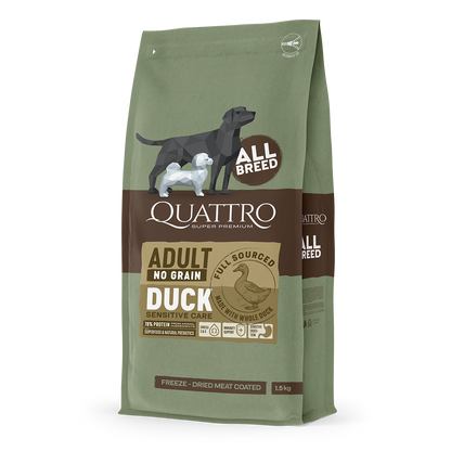 Quattro Grain-Free Dry Dog Food 1.5kg – Freeze-Dried Coated