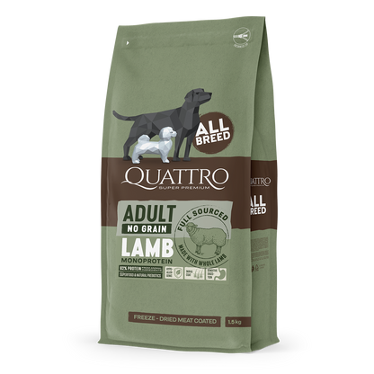 Quattro Grain-Free Dry Dog Food 1.5kg – Freeze-Dried Coated