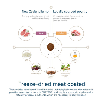Quattro Grain-Free Dry Dog Food 1.5kg – Freeze-Dried Coated
