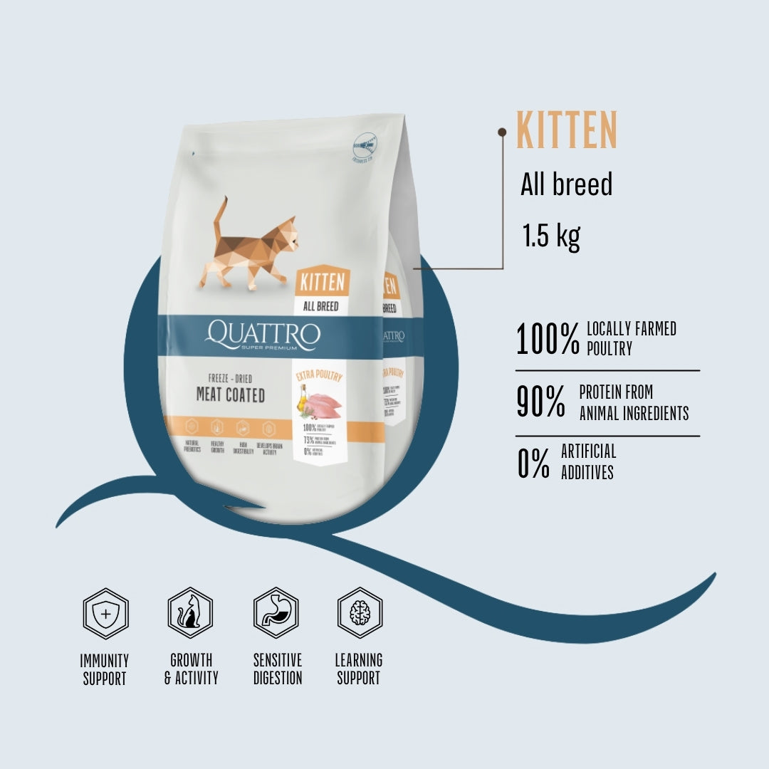 Quattro Dry Cat Food 1.5kg – Freeze-Dried Coated Kibble