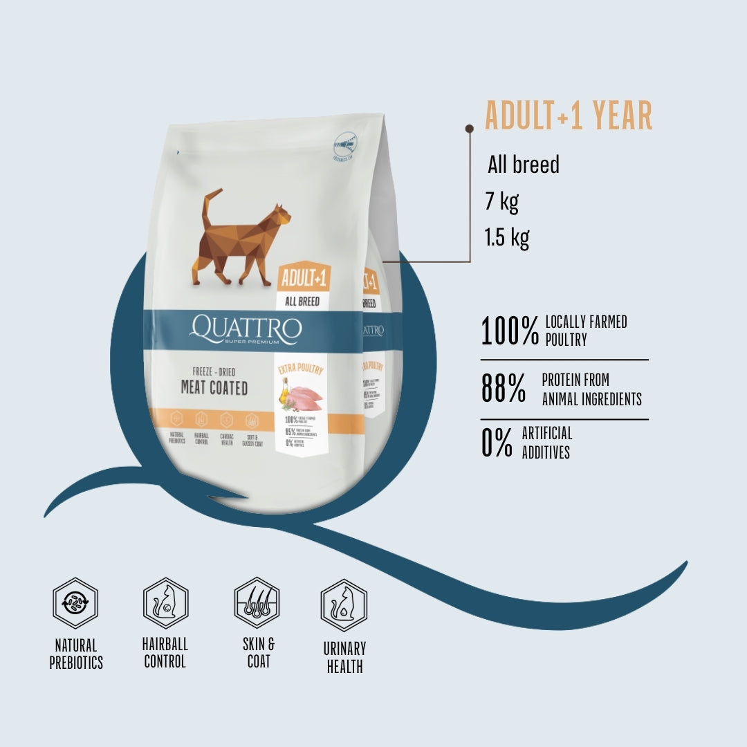 Quattro Dry Cat Food 1.5kg – Freeze-Dried Coated Kibble