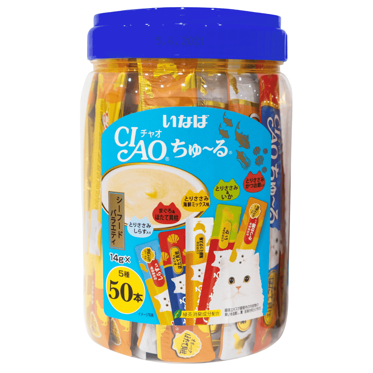 CIAO Churu 50 Sticks Tub | Assorted Flavour Liquid Cat Treats