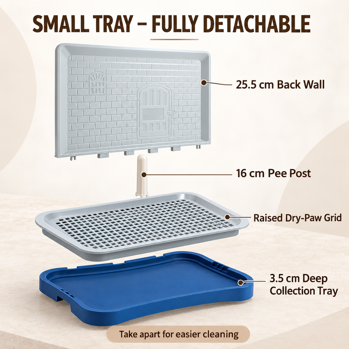 Dog Pee Tray with Grid – Back Wall or Flat Design