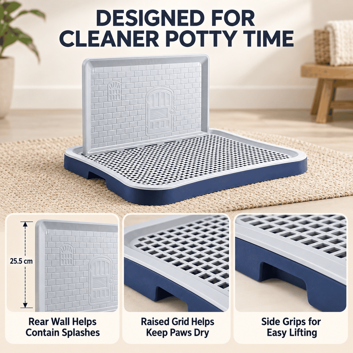 Dog Pee Tray with Grid – Back Wall or Flat Design