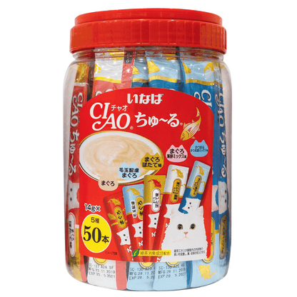 CIAO Churu 50 Sticks Tub | Assorted Flavour Liquid Cat Treats