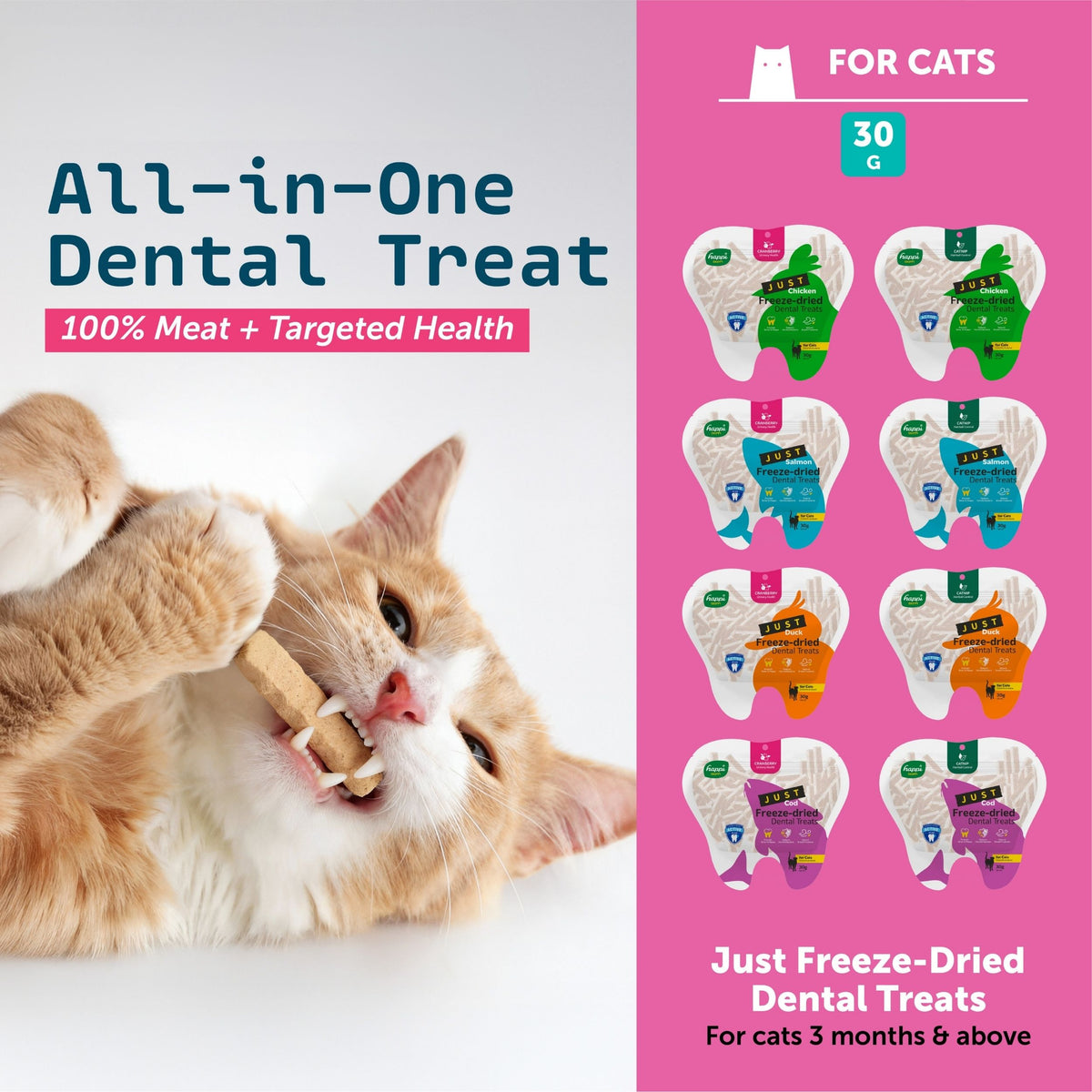 Happi Skippi Freeze-Dried Cat Dental Treats 30g