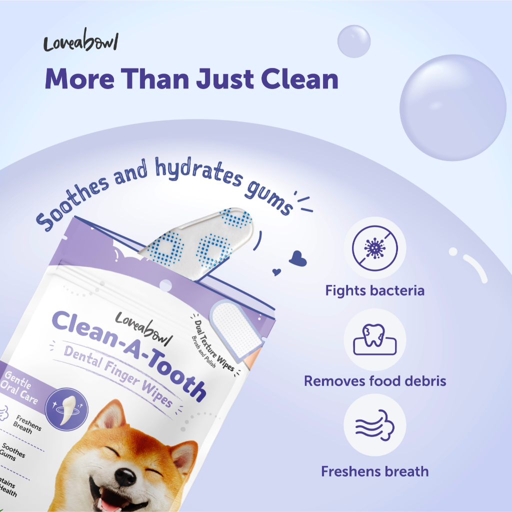 Loveabowl Clean-A-Tooth Dental Wipes for Dogs – Rosemary, 50pcs