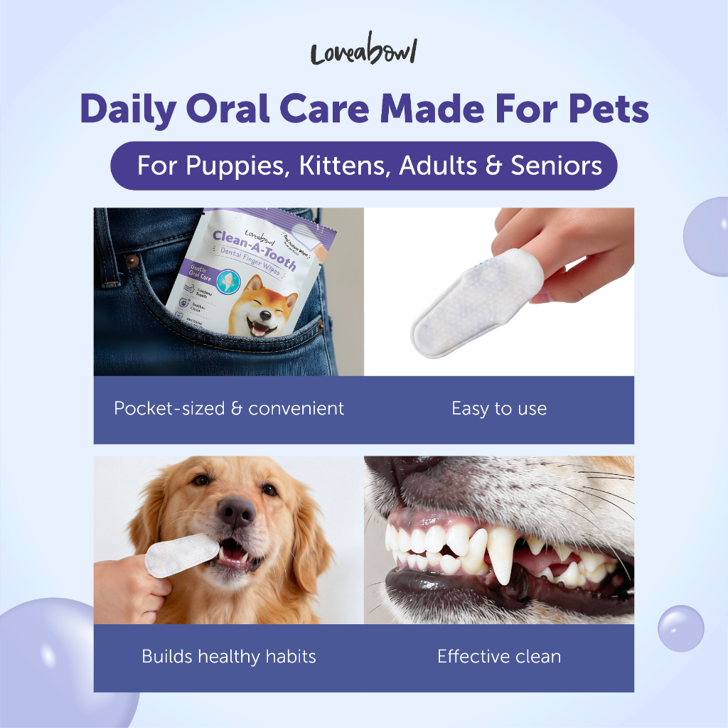 Loveabowl Clean-A-Tooth Dental Wipes for Dogs – Rosemary, 50pcs