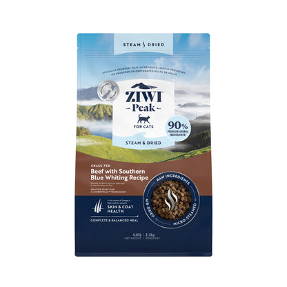 ZIWI Peak Steam & Dried Cat Food – Beef with Southern Blue Whiting | 800g / 2.2kg