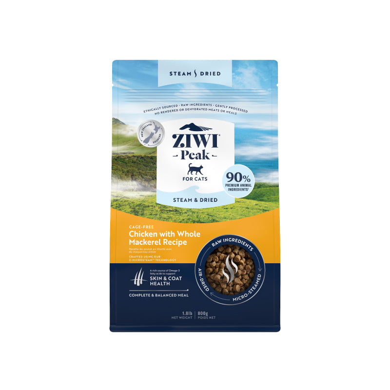 ZIWI Peak Steam & Dried Cat Food – Chicken with Whole Mackerel | 800g / 2.2kg