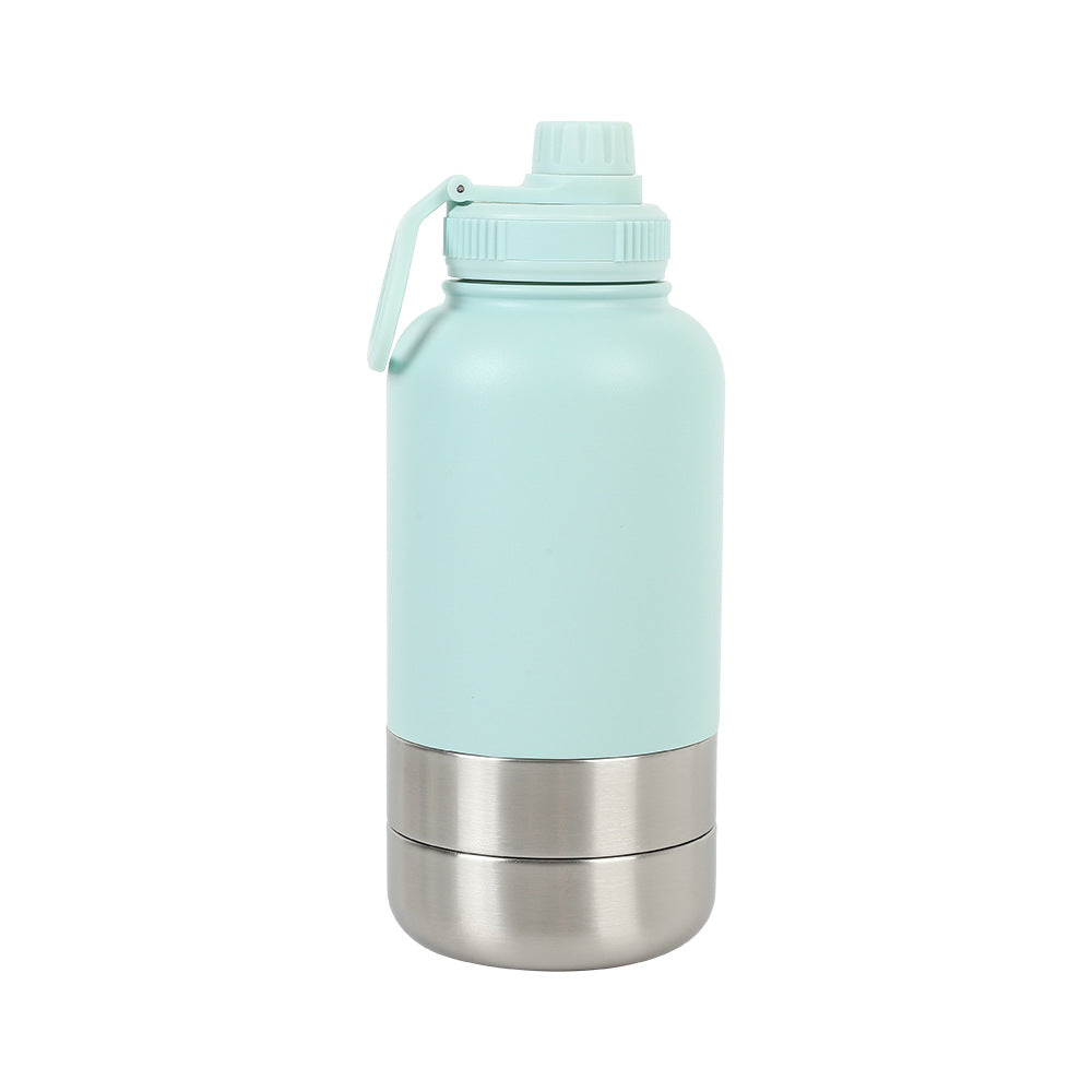 3-in-1 Pet Travel Flask with 2 Detachable Bowls – 32 oz