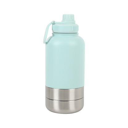 3-in-1 Pet Travel Flask with 2 Detachable Bowls – 32 oz