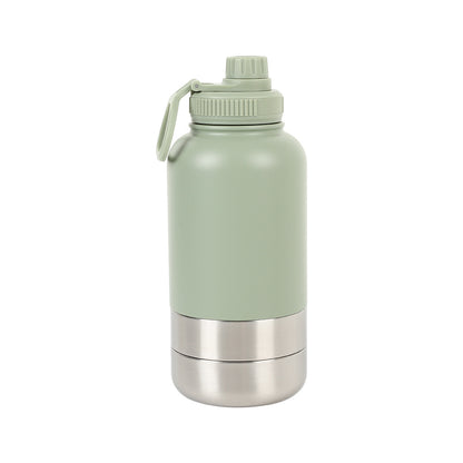 3-in-1 Pet Travel Flask with 2 Detachable Bowls – 32 oz