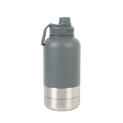 3-in-1 Pet Travel Flask with 2 Detachable Bowls – 32 oz